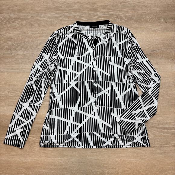 Amsterdam‎ - Claudia Strater Pattern Long Sleeve Blouse W 44/L Color Black/White - Picture 1 of 6